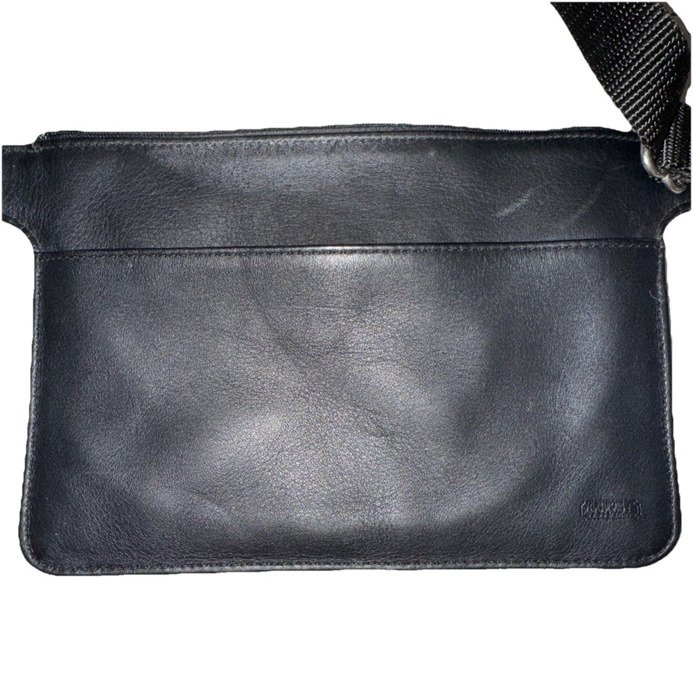 Vintage Coach Black Leather Crossbody Bag USA Made Glove Tanned Cowhide Slim Zip - Picture 4 of 10